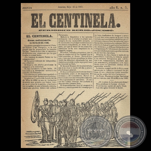 EL CENTINELA N 5 PERIDICO SERIO..JOCOSO, ASUNCIN, MAYO 23 de 1867