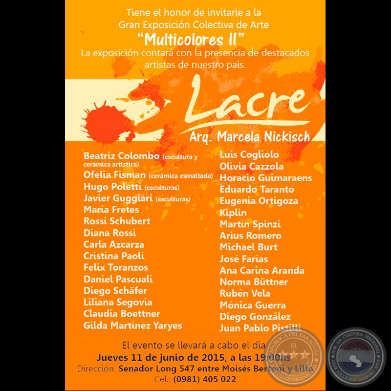 MULTICOLORES II - LACRE - ARQ. MARCELA NICKISCH - Esculturas de OFELIA FISMAN - JUEVES, 11 DE JUNIO DE 2015