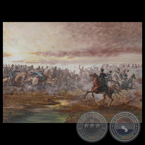 BATALLA DE LA GUERRA DE LA TRIPLE ALIANZA - Acuarela de GUILLERMO DA RÉ