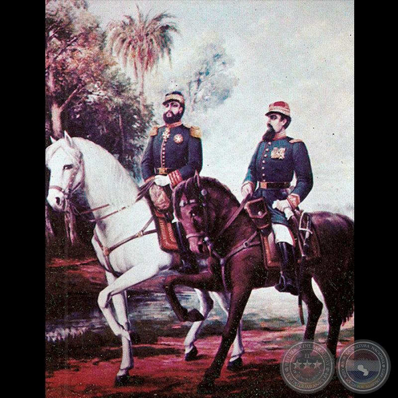 MARISCAL FRANCISCO SOLANO LÓPEZ Y EL GENERAL JOSÉ EDUVIGIS DÍAZ, 1941 (Óleo de HÉCTOR DA PONTE)