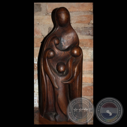 LA FAMILIA INTEGRADA POR LA MADRE Y SUS CUATRO HIJO - Escultura de HUGO POLETTI