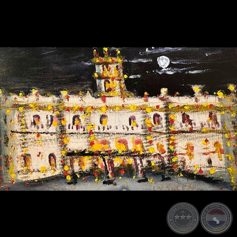 PALACIO NACIONAL EN DÍA DE FIESTA, c. 1980 - Obra de IGNACIO NÚÑEZ SOLER 