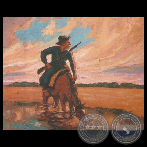 HOMBRE A CABALLO - Óleo de JAIME BESTARD