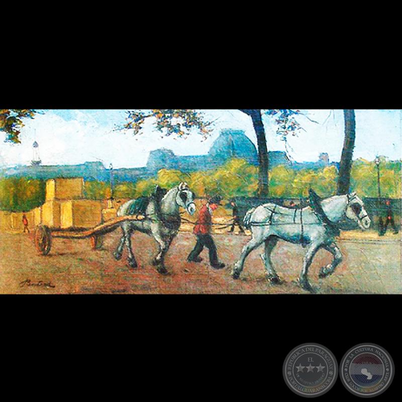 CABALLOS CON CARGAS - Óleo de JAIME BESTARD