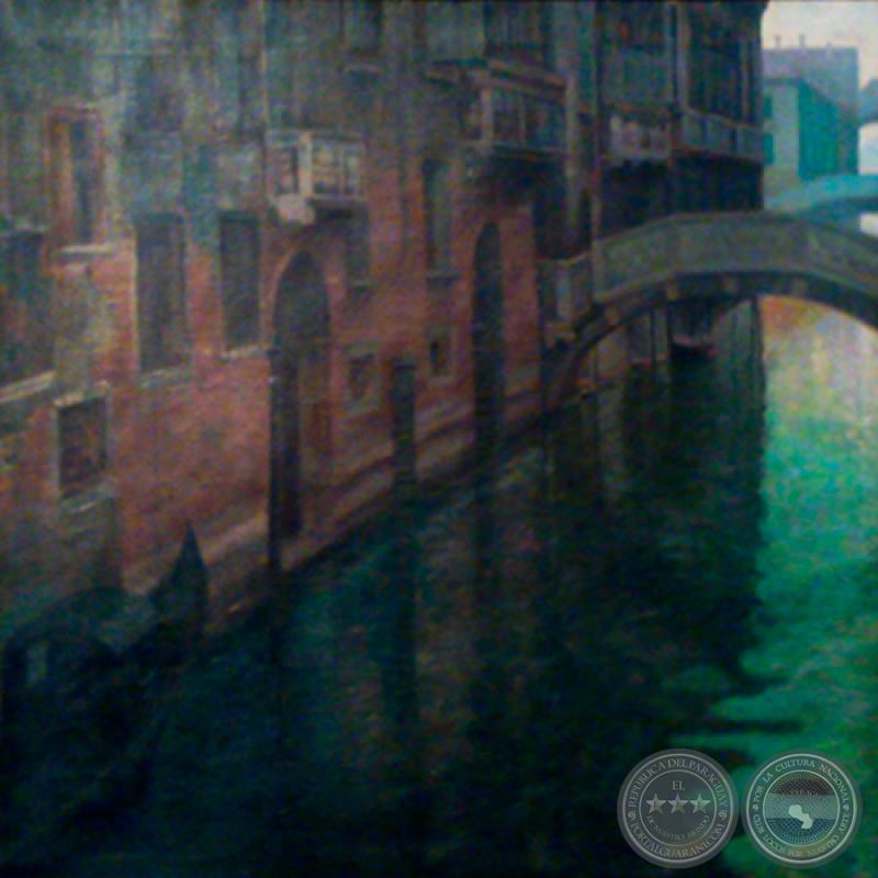 PAISAJE DE VENECIA, 1906 - Óleo de JUAN A. SAMUDIO