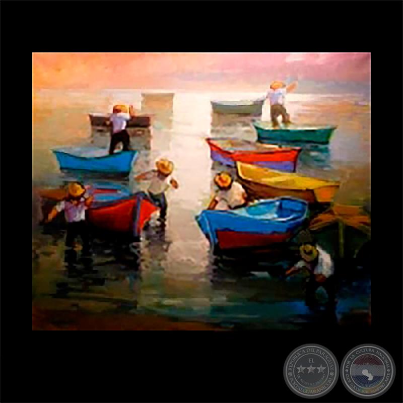 PESCADORES, Óleos de KOKI RUIZ (GALERÍA DE ARTE MATICES)
