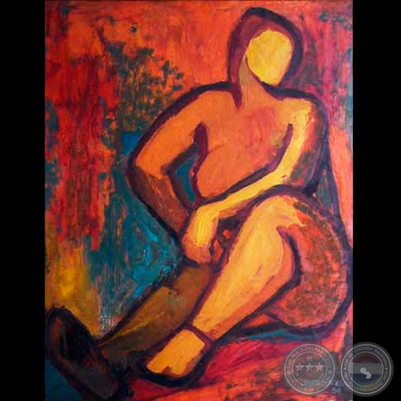 MUJER, 1956 - Pintura sobre duratex de LAURA MÁRQUEZ