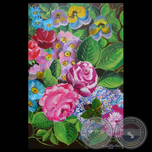 FLORES COLORIDAS, 2012 - Acrílico sobre tela de MARTHÚ RODRÍGUEZ ALCALÁ DE MORENO