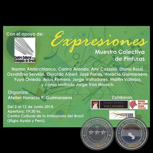 EXPRESIONES 2014 - CENTRO CULTURAL EMBAJADA DE BRASIL - Exposicin colectiva de MARTN VALLEJOS CUEVAS
