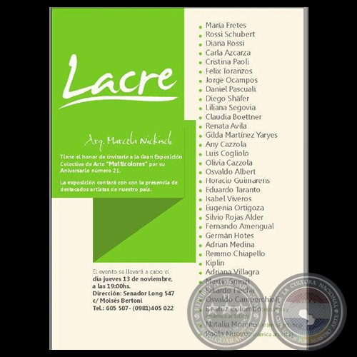 EXPOSICIÓN COLECTIVA DE ARTE MULTICOLORES, 2014 - Obras de HORACIO GUIMARAENS