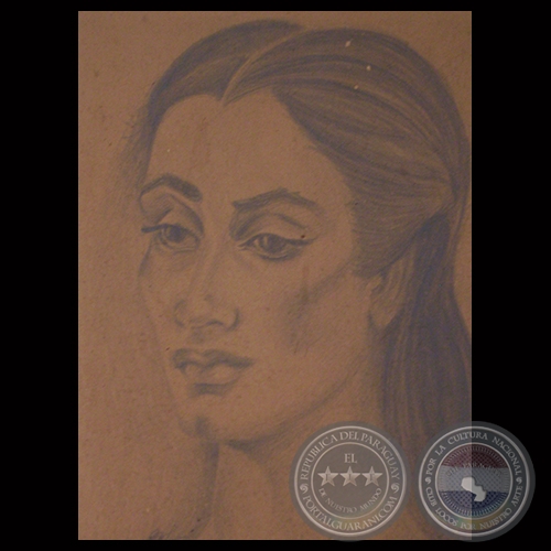 CABEZA DE MUJER, 1962 - Dibujo sobre cartón de OLGA BLINDER