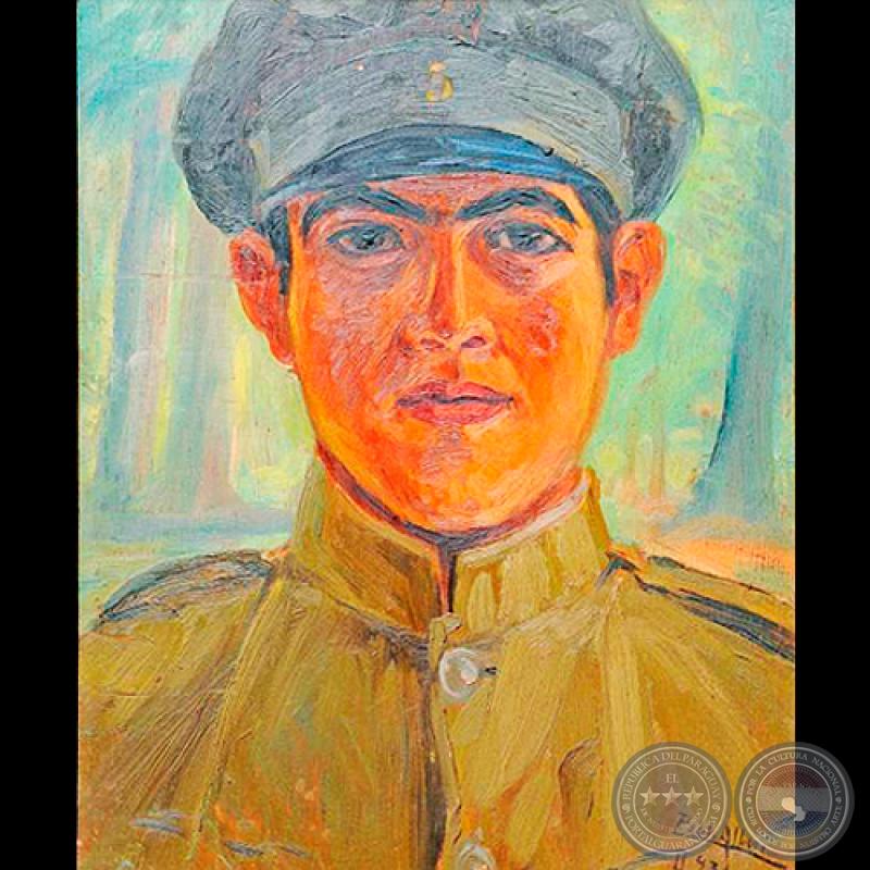TENIENTE BOLIVIANO ROGELIO BANEGA, 1935 - Óleo de PABLO ALBORNO