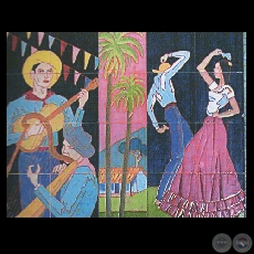 COSTUMBRES PARAGUAYAS (DETALLE) - Cerámica esmaltada de JOSEFINA PLÁ y  JOSÉ LATERZA PARODI