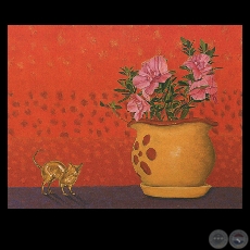 AZALEA CON GATO, 2005 - Pintura de SILA ESTIGARRIBIA