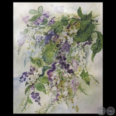 FLORES LILAS, 1993 - Acuarela sobre papel de ANA BRUNHILDE GUGGIARI