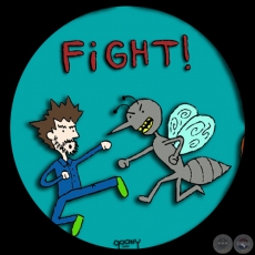 HUMAN Vs. MOSQUITO - Ilustración de Guillermo Goony