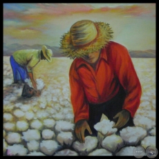 LA COSECHA DE ALGODÓN - Óleo de NORMA BÜTTNER