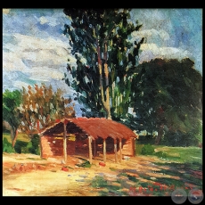 PAISAJE CON RANCHO - Óleo de MODESTO DELGADO RODAS - Década de 1920