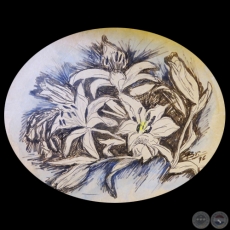 FLORES, 1996 - Dibujo a lápiz de BRUNHILDE GUGGIARI