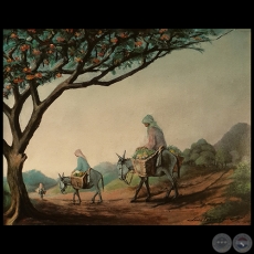 EL CAMINO DE LAS BURRERITAS - Óleo de LUIS TORANZOS -  Década de 1980
