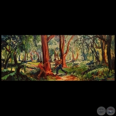 DOS HACHEROS TRABAJANDO - Óleo de FRANCISCO TORNÉ GAVALDÁ - Año 1952