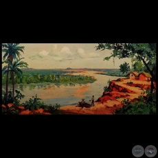 PAISAJE CON RÍO - Óleo de FRANCISCO TORNÉ GAVALDÁ - Año 1952