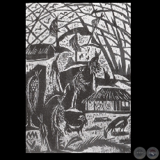 JARDÍN GUARANÍ , 1977 - Xilografía de MIGUELA VERA