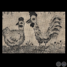 GALLO Y GALLINA, 1964 - Dibujo de PEDRO DI LASCIO