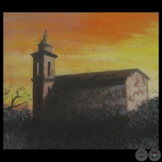 IGLESIA AL ATARDECER, 1997 - Óleo sobre lienzo de HÉCTOR BLAS RUIZ