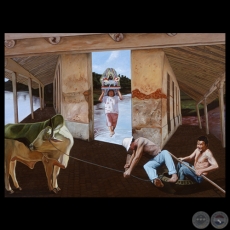 LA APARICIÓN DE LA VIRGEN DE LOS ARROYOS, 1998 - Óleo sobre tela de ENRIQUE COLLAR