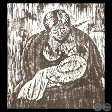 MAMÁ, 1960 - Xilograbado de LEONOR CECOTTO