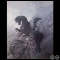 GUERRERA DE LA MITOLOGÍA ALEMANA - Óleo de WOLF S. SCHELLER