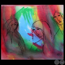 MUJERES, 2007 -Tinta de impresión y óleo sobre tela de OLGA BLINDER