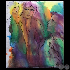 MUJERES, 2007 -Tinta de impresión y óleo sobre tela de OLGA BLINDER