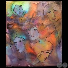 MUJERES, 2007 -Tinta de impresión y óleo sobre tela de OLGA BLINDER