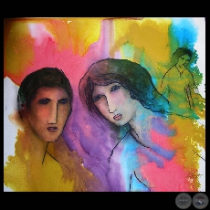 ROSTROS, 2007 -Tinta de impresión y óleo sobre tela de OLGA BLINDER