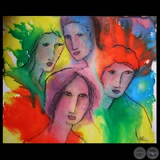 ROSTROS, 2007 -Tinta de impresión y óleo sobre tela de OLGA BLINDER