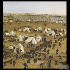 CAMPAMENTO ARGENTINO FRENTE A LA URUGUAYANA, 1865 - Óleo de CANDIDO LÓPEZ