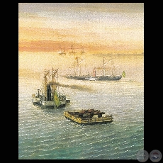 LA ESCUADRA EN PASO DE PATRIA, 1866 (Óleo de CÁNDIDO LÓPEZ)
