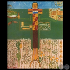 LA CRUZ DEL CAMPESINO, 1982 - Óleo de CARLOS FEDERICO REYES