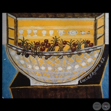 FRUTERA Y ALACENA, 1983 - Óleo de CARLOS FEDERICO REYES