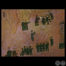 FUSILAMIENTO DE UN DESERTOR, 1991 - Óleo de CARLOS FEDERICO REYES