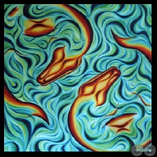 EL YING Y EL YANG - ROMANCE EN EL AGUA, 2003 - Óleo de MERCEDES CENTURIÓN