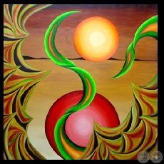 PAISAJE CON DOS SOLES, 2006 - Óleo de MERCEDES McLEAN DE CENTURIÓN