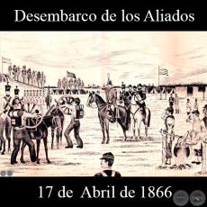 DESEMBARCO DE LOS ALIADOS - 17 DE ABRIL DE 1866 - Dibujo de WALTER BONIFAZI 