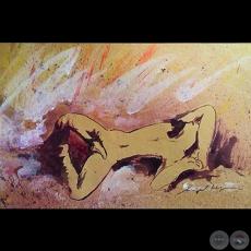 DESNUDO MASCULINO - TEMA ERÓTICO - Témpera pastel de MIGUEL HEYN