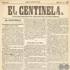 EL CENTINELA Nº 13 PERIÓDICO SERIO..JOCOSO, ASUNCIÓN, JULIO 11 de 1867