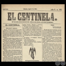 EL CENTINELA Nº 16 PERIÓDICO SERIO..JOCOSO, ASUNCIÓN, AGOSTO 8 de 1867