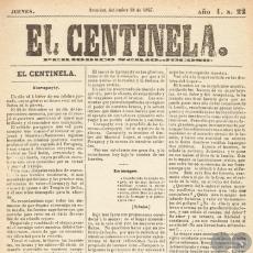 EL CENTINELA Nº 22 PERIÓDICO SERIO..JOCOSO, ASUNCIÓN, SETIEMBRE 19 de 1867