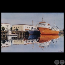 REFLEJOS EN EL PUERTO DE ASUNCIÓN - Acuarela de EMILI APARICI 